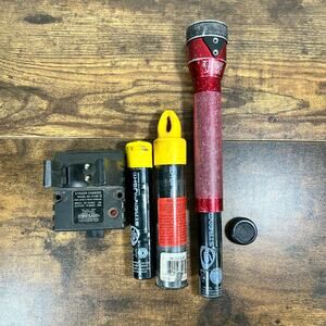 Streamlight Stinger Flashlight Lot Charger 3 Batteries Tested Works